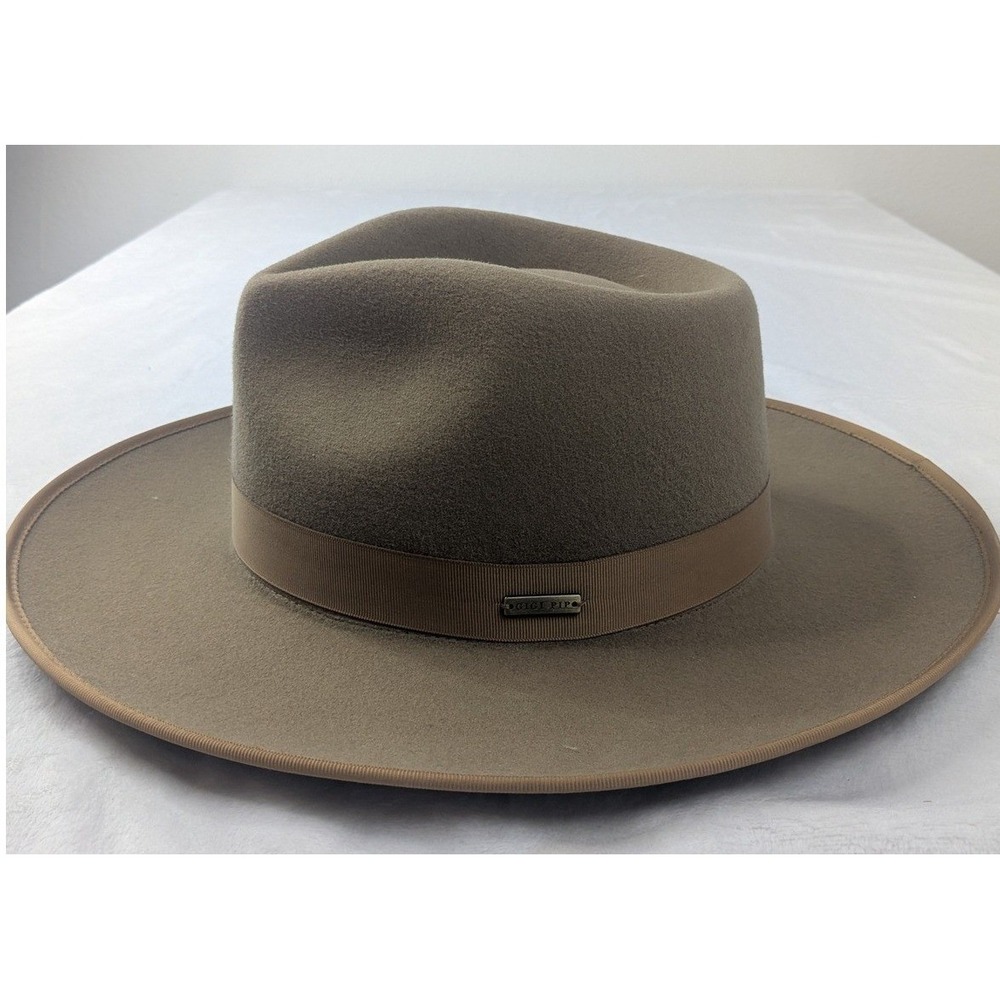 Gigi Pip Monroe Fedora Women's 57 S/M Taupe 100% Australian Wool – Excellent